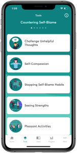 Countering Self-Blame, categories of help listed with an icon