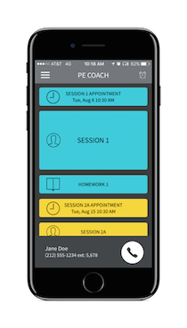 iPhone PE Coach Mobile screen home page