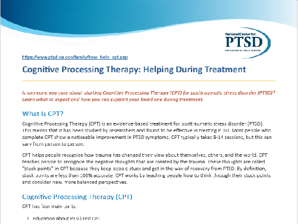 Image of PDF: Cognitive Processing Therapy: Helping During Treatment