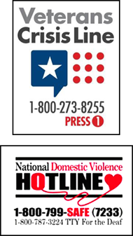 Veteran Crisis and National Domestic Violence Hotlines