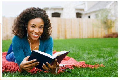 Woman reading outside